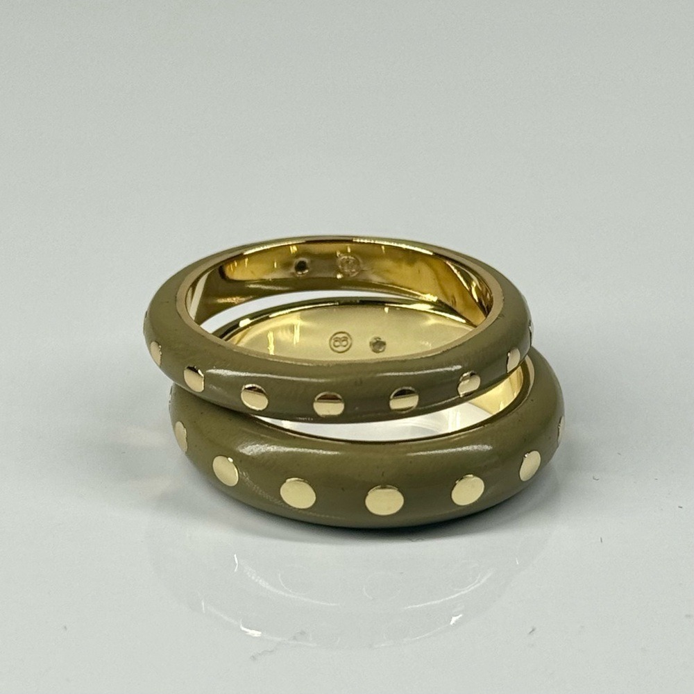 Gorjana New Size 9 Asher Rings Sage Green Color Enamel and 18K Gold Plated Brass - Picture 5 of 5